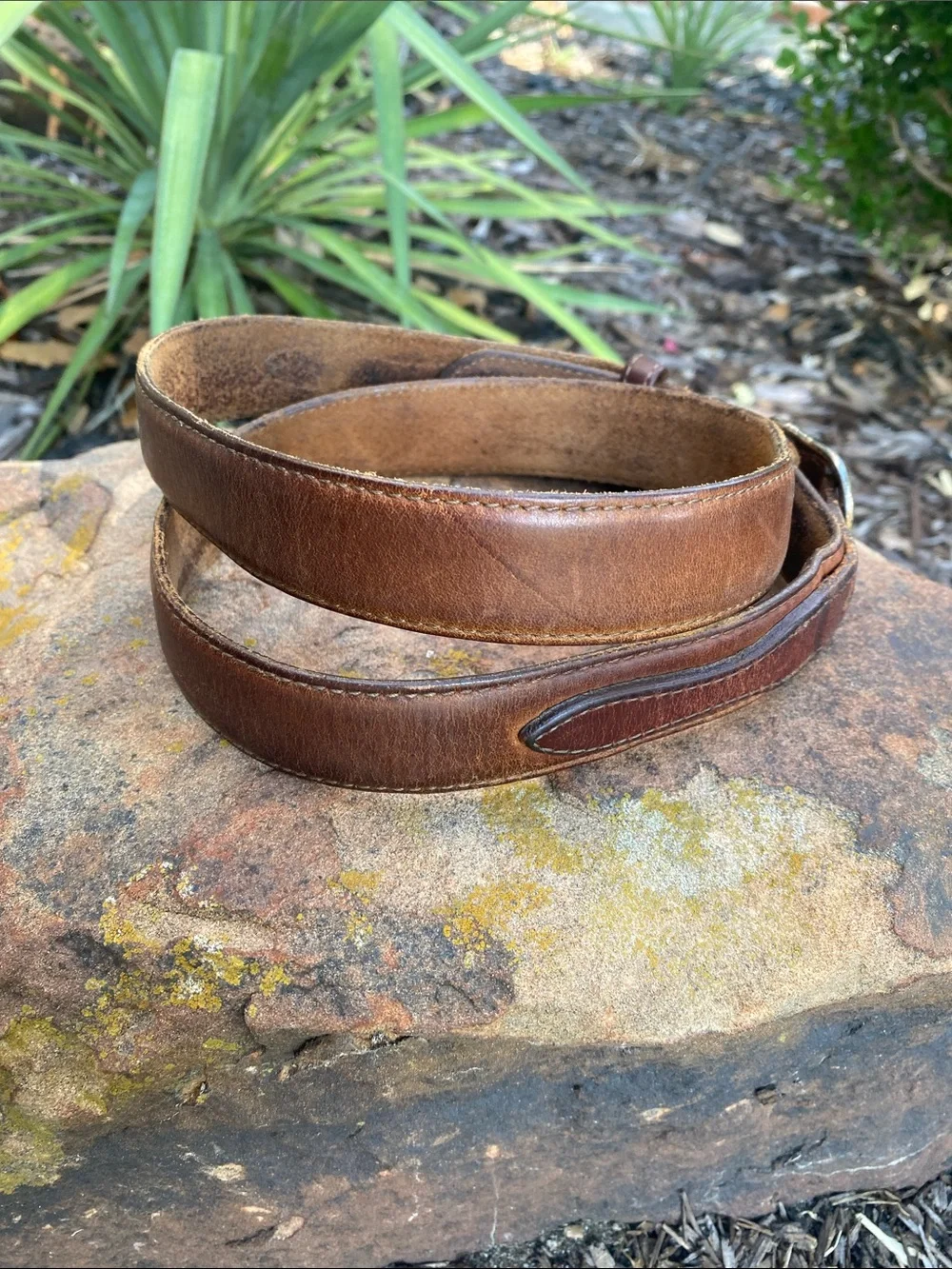 Unisex Brown Leather RANGER Belt with Solid Brass Buckle